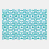 かわいいギンガムポープリントパターンピンクティール(緑がかった色)紫 ラッピングペーパーシート (正面2)