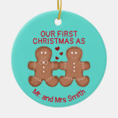 かわいいギンジャーブレッカスタムドカップル セラミックオーナメント (正面)