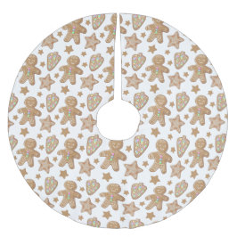 かわいいギンジャーブレッドクリスマスクッキーの柄 ブラッシュドポリエステルツリースカート