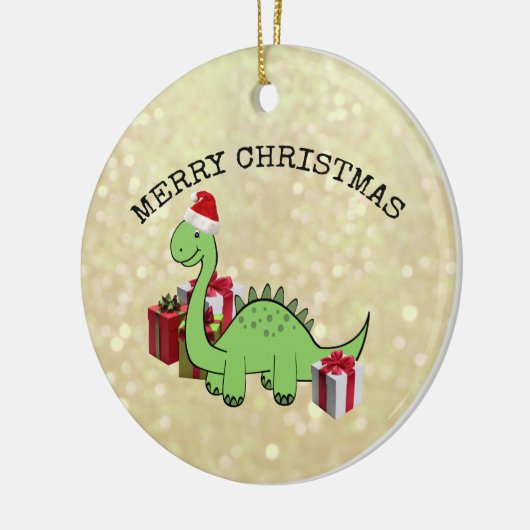 かわいいクおもしろいリスマスサンタ恐竜 セラミックオーナメント (左)