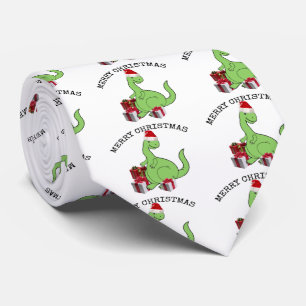 かわいいクおもしろいリスマスサンタ恐竜 ネクタイ