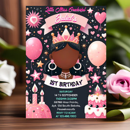 かわいいクイーンリトル恋しく思オネダーフル1歳の誕生日 招待状