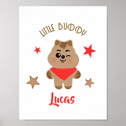 かわいいクォッカのLittle Buddy オリジナルデザイン ポスター (正面)