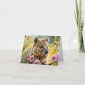 かわいいクオッカの花 水彩イラスト  blank カード (正面)