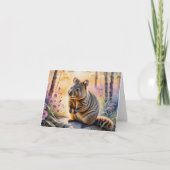 かわいいクオッカ ピンクの花 水彩 ブランケット グリーティング カード (正面)