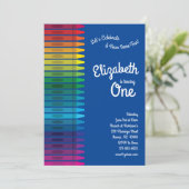 かわいいクカラフルレヨンの子どもたち1歳の誕生日パーティー 招待状 (スタンド正面)