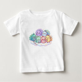 かわいいクジャクの家族の子供用Tシャツ ベビーTシャツ