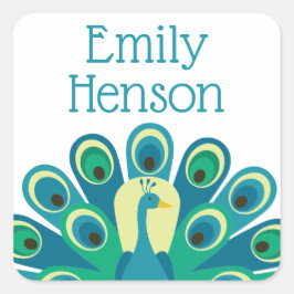 かわいいクジャクパーソナライズされたのステッカー スクエアシール