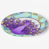 かわいいクジャクパーティー ペーパープレート (アングル)