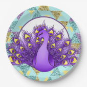 かわいいクジャクパーティー ペーパープレート (正面)