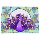 かわいいクジャクパーティー ラージペーパーバッグ (正面)