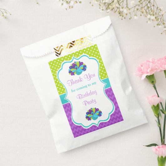 かわいいクジャク緑と紫 フェイバーバッグ (封をした状態)