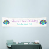 かわいいクジャク緑と紫 横断幕 (トレードショー)