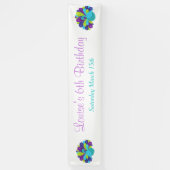 かわいいクジャク緑と紫 横断幕 (縦)