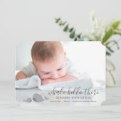 かわいいクジラこんにちはベビー写真の発表 案内状 (スタンド正面)