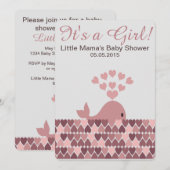 かわいいクジラちゃんは女の子！ベビーシャワー 招待状 (正面/裏面)