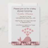 かわいいクジラちゃんは女の子！ベビーシャワー 招待状 (裏面)