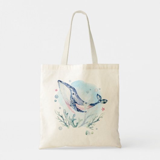 かわいいクジラとサンゴの組成物2トートバッグ トートバッグ (裏面)