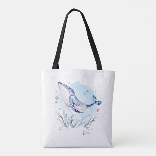 かわいいクジラとサンゴの組成物2トートバッグ トートバッグ (裏面)