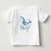 かわいいクジラとサンゴ、水彩イラストレーション ベビーTシャツ (裏面)
