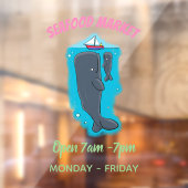 かわいいクジラとセーリングボート漫画イラストレーション ウィンドウサイン (シート2)