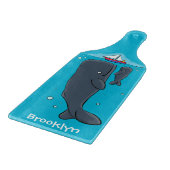 かわいいクジラとセーリングボート漫画イラストレーション カッティングボード (角)