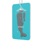 かわいいクジラとセーリングボート漫画イラストレーション カーエアーフレッシュナー (左)