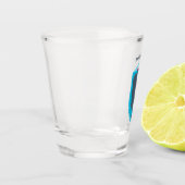 かわいいクジラとセーリングボート漫画イラストレーション ショットグラス (左)