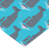 かわいいクジラとセーリングボート漫画イラストレーション ショートテーブルランナー (コーナー)