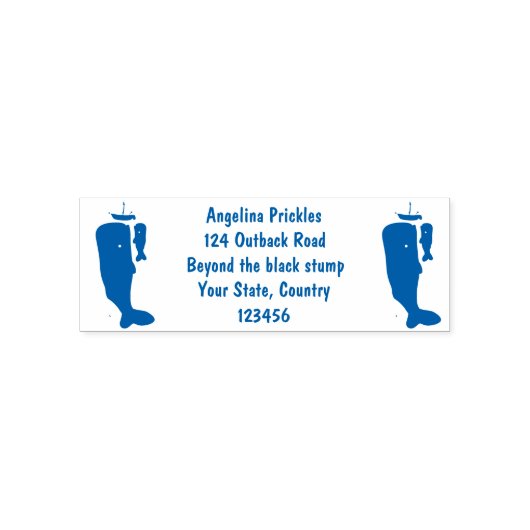 かわいいクジラとセーリングボート漫画イラストレーション セルフインキングスタンプ (デザイン)