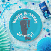 かわいいクジラとセーリングボート漫画イラストレーション ペーパープレート (パーティー)