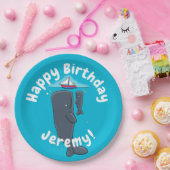 かわいいクジラとセーリングボート漫画イラストレーション ペーパープレート (パーティー)