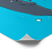 かわいいクジラとセーリングボート漫画イラストレーション ポスター (角)