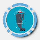 かわいいクジラとセーリングボート漫画イラストレーション ポーカーチップ (裏面)