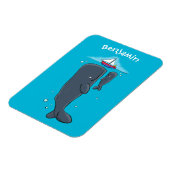 かわいいクジラとセーリングボート漫画イラストレーション マグネット (左側)