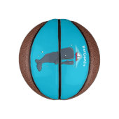 かわいいクジラとセーリングボート漫画イラストレーション ミニバスケットボール (縦)