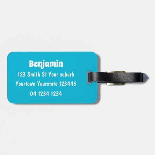 かわいいクジラとセーリングボート漫画イラストレーション ラゲッジタグ (裏面横)