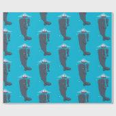 かわいいクジラとセーリングボート漫画イラストレーション ラッピングペーパー (フラット)