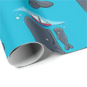 かわいいクジラとセーリングボート漫画イラストレーション ラッピングペーパー (ロールコーナー)