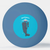 かわいいクジラとセーリングボート漫画イラストレーション 卓球ボール (裏面)