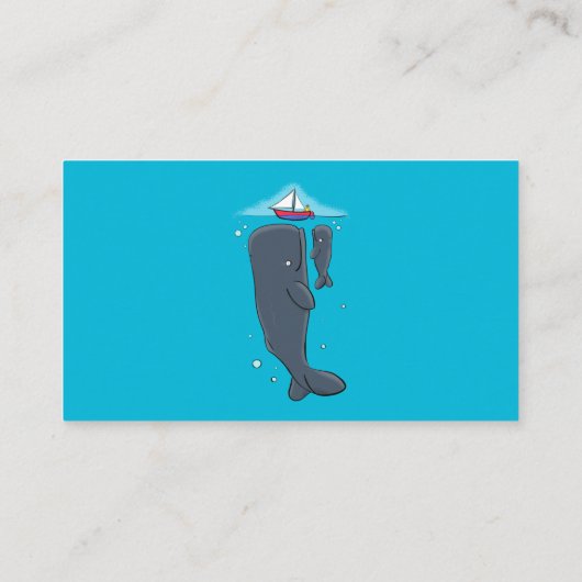 かわいいクジラとセーリングボート漫画イラストレーション 名刺 (裏面)