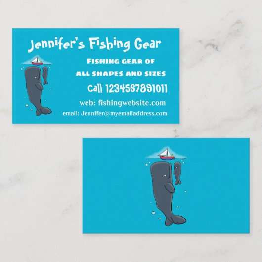 かわいいクジラとセーリングボート漫画イラストレーション 名刺 (正面/裏面)