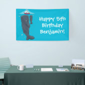 かわいいクジラとセーリングボート漫画イラストレーション 横断幕 (トレードショー)