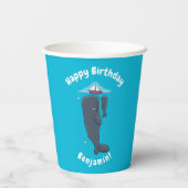 かわいいクジラとセーリングボート漫画イラストレーション 紙コップ (裏面)