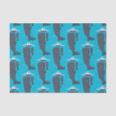 かわいいクジラとセーリングボート漫画イラストレーション 薄葉紙 (正面)