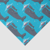 かわいいクジラとセーリングボート漫画イラストレーション 薄葉紙 (詳細)