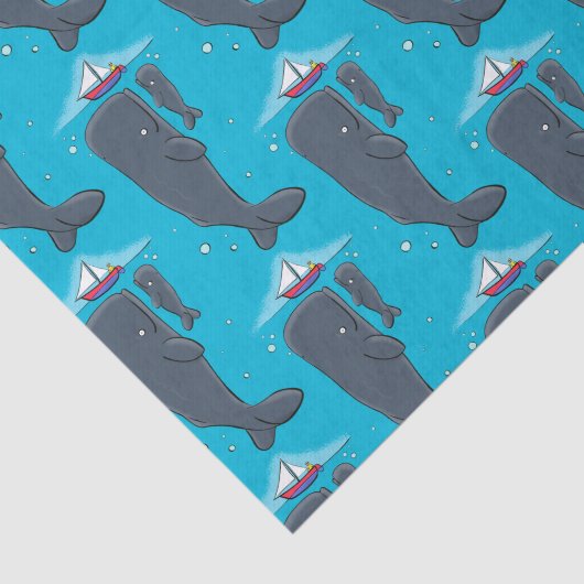 かわいいクジラとセーリングボート漫画イラストレーション 薄葉紙 (詳細)