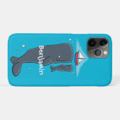かわいいクジラとセーリングボート漫画イラストレーション Case-Mate iPhoneケース (裏面(横))