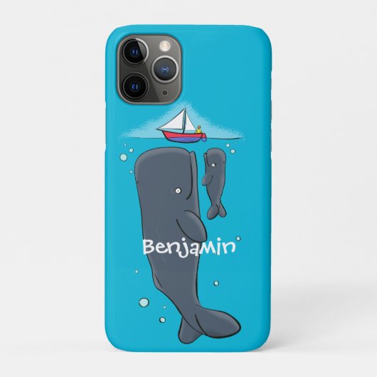 かわいいクジラとセーリングボート漫画イラストレーション Case-Mate iPhoneケース (裏)