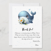 かわいいクジラとデイジーのベイビーシャワー感謝カード 招待状 (正面)